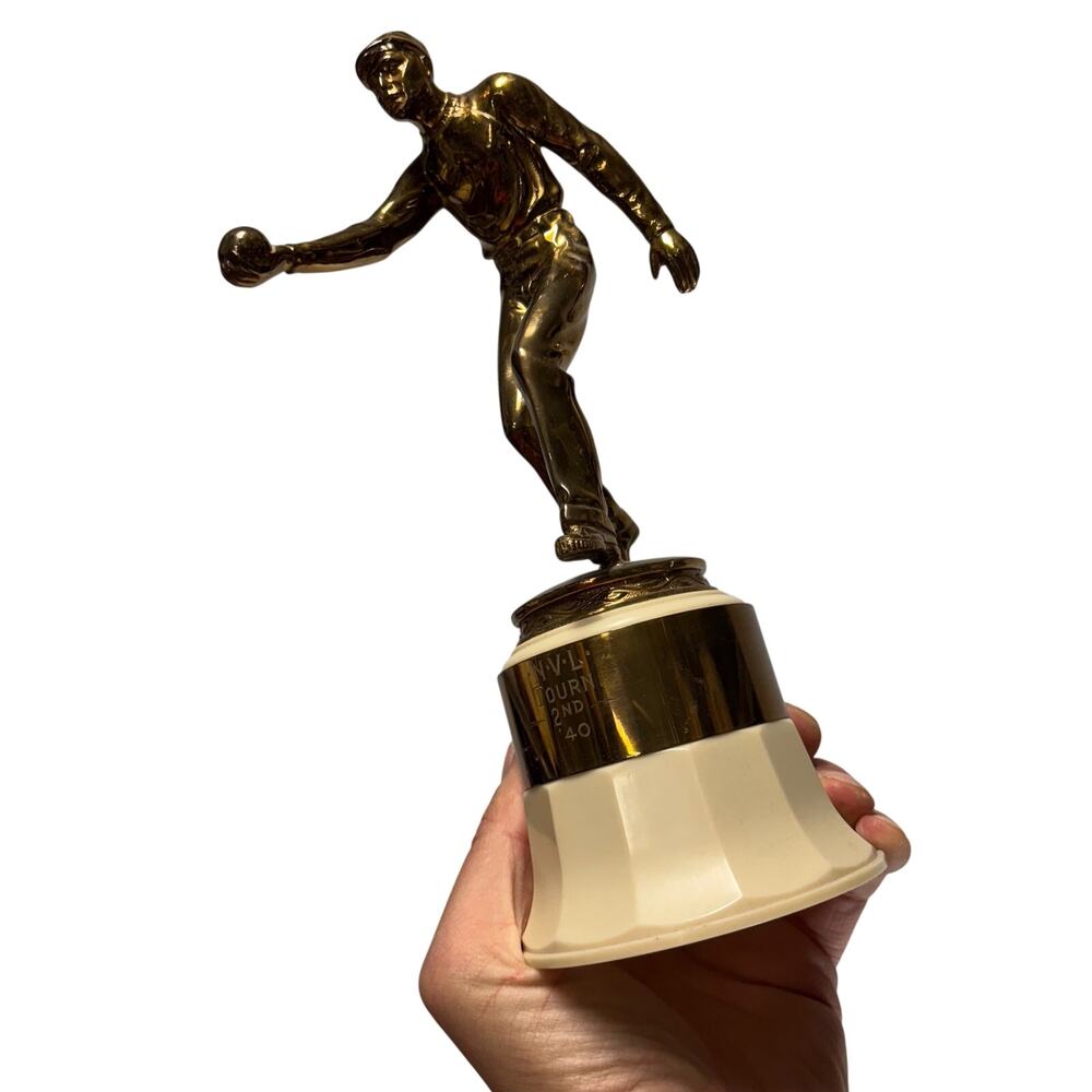 Vintage Art Deco Basketball Trophy NVL Tourn 2st '40 10" Noble Trophies